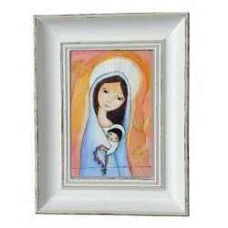 Pamiątka Chrztu Św. lub Komunii Św. - Maryja z Jezusem -Pink-obrazek mały